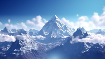 Snowy Mountain Peak with Clear Sky.