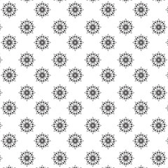 Seamless silhouette Floral Pattern | Featuring Black and White Stylized Decorative Motifs | Geometric Floral Pattern | Minimalist Black Line Flower Background