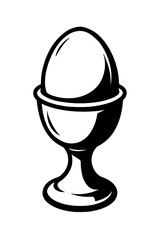 Obraz premium Black and White Illustration of an Egg in an Egg Cup - Graphic Element for Food, Breakfast, or Design Themes