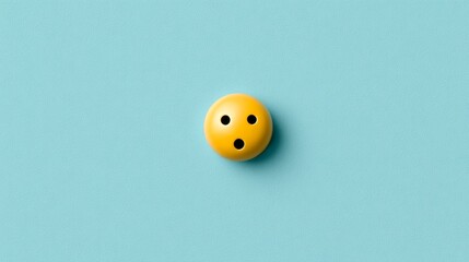 Simple Yellow Emoji - A single, simple yellow emoji with three holes representing a surprised or shocked face, set against a light blue background. Symbolizing: surprise, emotion, communication