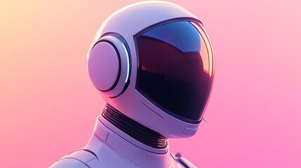 3D NFT avatar with futuristic helmet soft gradient background.
