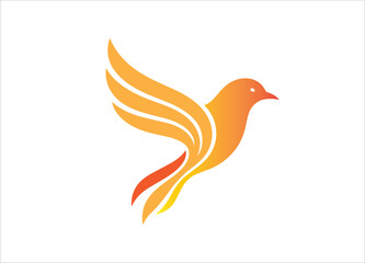 A modern and minimalist phoenix or bird logo with an elegant, flowing design