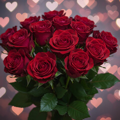 Obraz premium Red Roses Bouquet: Valentine's Day Flowers