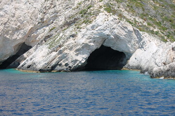 Zakyinthos zante, coastline roacks and cliff from boat