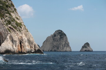 Zakyinthos zante, coastline roacks and cliff from boat