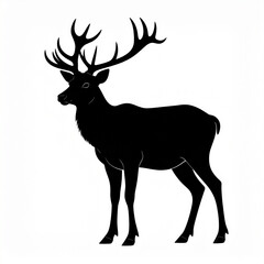 Geometric reindeer silhouette with antlers in minimalist style
