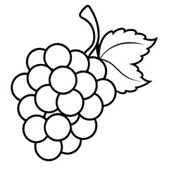Stylized grape illustration in bold black lines on transparent background
