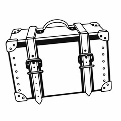 Vintage suitcase outline illustration with buckles and straps ready for travel
