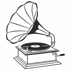 Vintage gramophone illustration a classic vector icon with transparent background