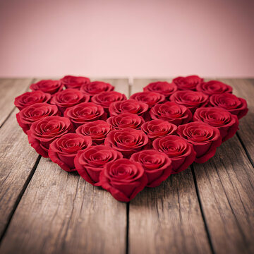 Fototapeta Red Rose Heart: Romantic Valentine's Image