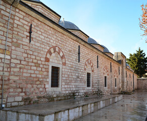 Fatih Mosque ve Complex, located in Istanbul, Turkey, was built in 1771. A view from the madrasahs of the complex