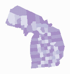 Michigan dotted map. Digital style map of the state on white background. Michigan shape with square dots. Colored dots style. Small size squares. Simple vector illustration.