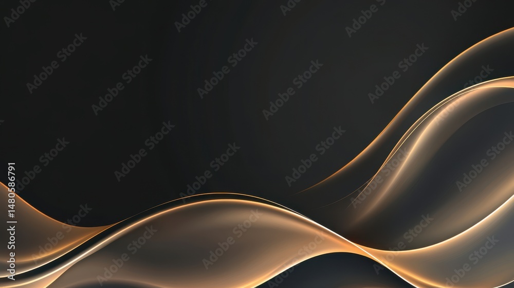 Aufkleber elegant black abstract background with smooth waves and silk-like texture, minimal gradient lighting