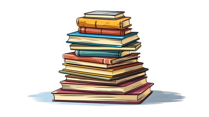Fototapeta premium Educational Cartoon Pile of Books Vector Illustration for Academic Purposes