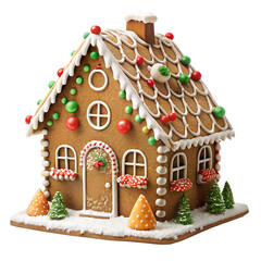 Christmas gingerbread house isolated on transparent background 