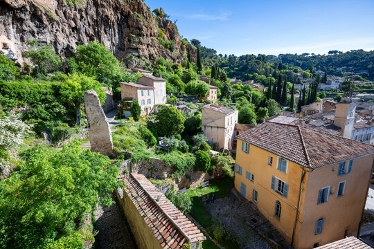 Cotignac, France  and its beautiful troglodyte houses during Springtime
