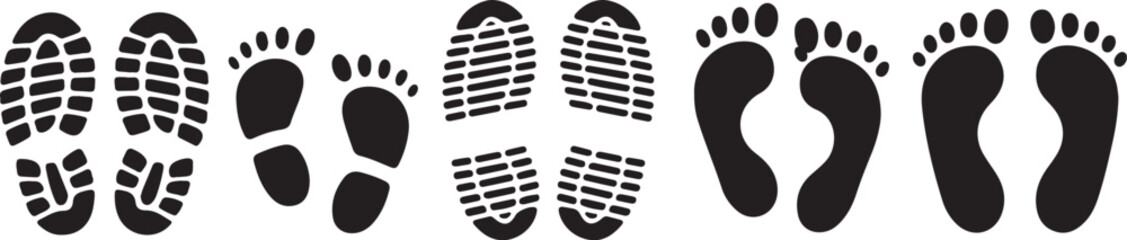 The silhouette of footprints. footsteps icon or sign for print. Vector illustration.