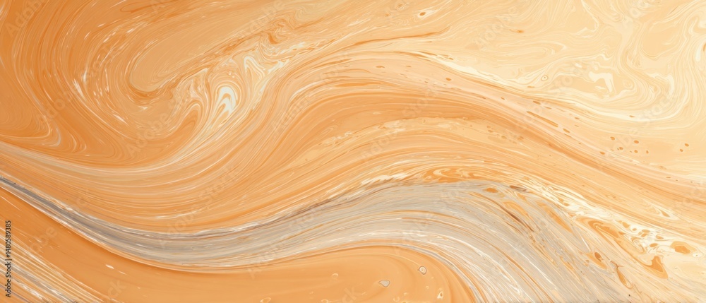 Poster abstract fluid art in warm tones close up capturing dynamic swirls and marbled texture for backgroun