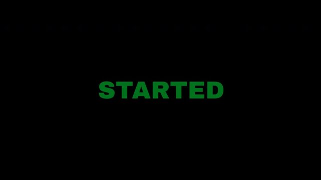 Text animation - LET'S, GET, STARTED. Pop-up text for videoblogs. Animation of text on black background. For overlays and transitions.