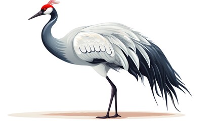 Obraz premium Chinese Crane Cartoon Vector Illustration Isolated - Vibrant and Playful Crane Character Design