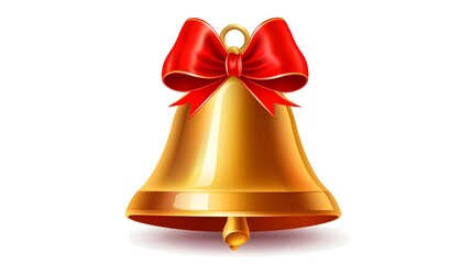 Festive Christmas Bell Cartoon Vector Illustration Isolated on White Background