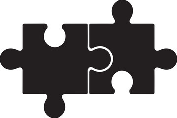 Two pieces of jigsaw puzzle or autism puzzle piece symbol flat vector icon for apps and websites