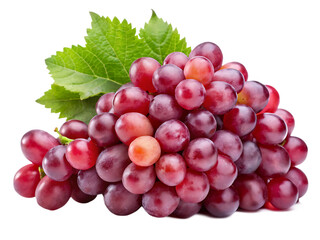 cluster of red fresh grapes isolated on white background, PNG