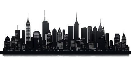 Obraz premium Urban City Silhouette Cartoon Vector Illustration: Perfect for Marketing Materials and Urban Planning Projects