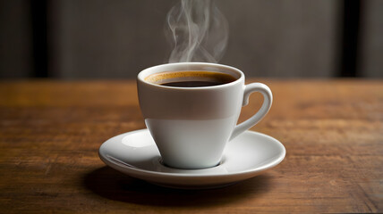 cup of coffee on wooden table