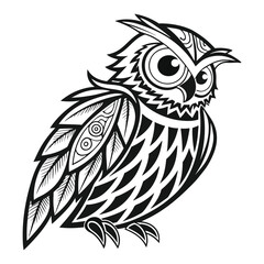 Tribal Owl Tattoo Design – Majestic Black Ink Artwork