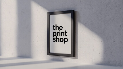 Vertical black frame mockup fold up on a rampart d render 