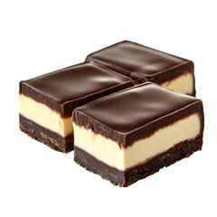 Creamy Chocolate Dessert Squares on White Background