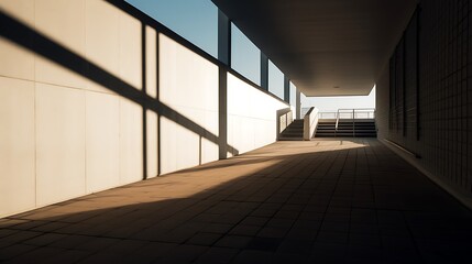 Obraz premium Sunlit Modern Building Passage.