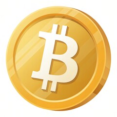 Golden Bitcoin Coin Isolated on White Background for Financial Use