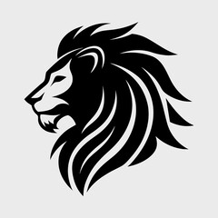 Obraz premium Lion Head Silhouette in Profile View Vector Illustration