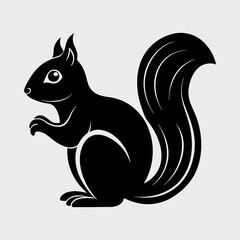 Naklejka premium Squirrel Sitting on a Branch Silhouette Vector Illustration
