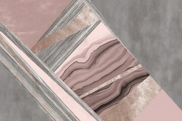 Abstract geometric design with marble and metallic accents.