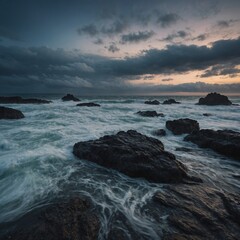 Obraz premium Marine Landscape with Whispering Cloud Tones