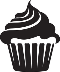 Minimalist Black and White Cupcake Silhouette – Sweet Dessert Icon Art