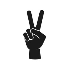 victory left hand silhouette icon 
