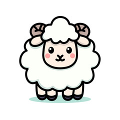 Cute Sheep Illustration Character with Curly Wool