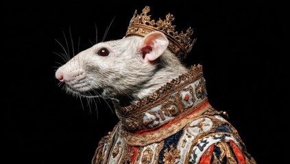 The monarch of the White Mice, characterized by vast wealth and influence, is portrayed as a stately white mouse wearing a luxurious golden crown