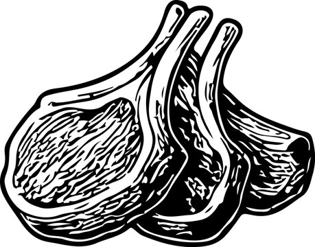 black and white lamb chops clip art preview