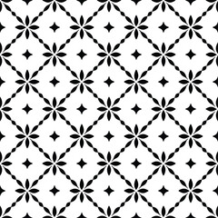 Seamless Floral Tile Pattern Vector &ndash; Elegant Geometric Black and White Design
