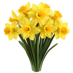 Fototapeta premium Bright Yellow Daffodil Bouquet on White Background