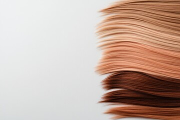 macro photo of freshly cut hair ends, healthy cross-section vs split ends on white background