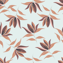 Elegant trendy vector ditsy floral seamless pattern design of beautiful abstract flowers and leaves. Foliage repeat texture background. Suitable for wallpaper, surface printing and textile