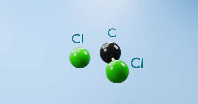 Physics concept. Molecule with carbone. 3d render video.
