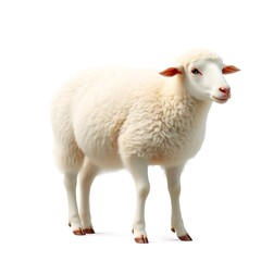 Naklejka premium White fluffy sheep isolated on transparent background.