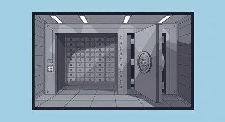 Obraz premium Secure Bank Vault Interior with Open Door